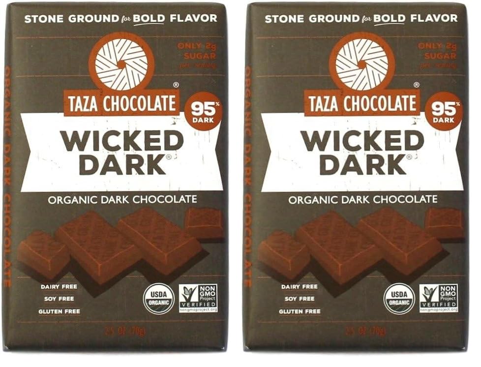 Taza Chocolate Organic Amaze Bar 95% Stone Ground, Wicked Dark, 2.5 Ounce (1 Count), Vegan