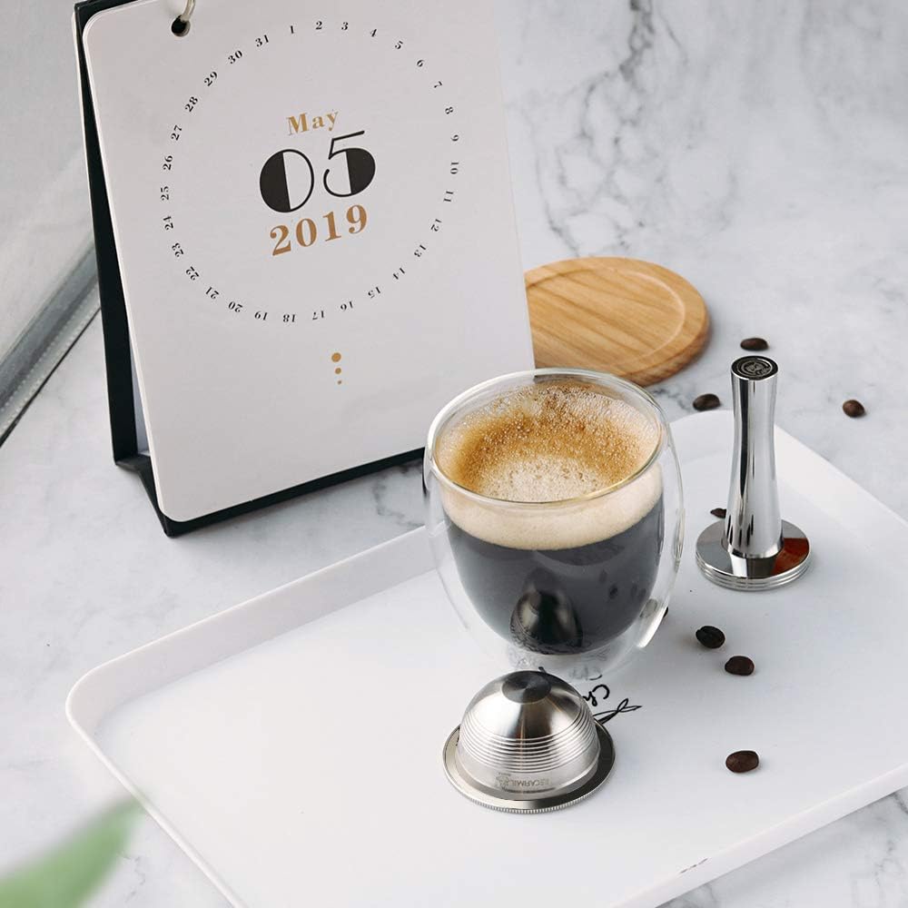 Stainless Steel Reusable Coffee Capsule, Metal Refillable Coffee Pod Brewing Espresso 70ML/2.40Z(SMALL), Compatible with N-espresso Ver-tuoPlus XN903/XN900 / Vertuo-line GCA1/ENV135/ENV150
