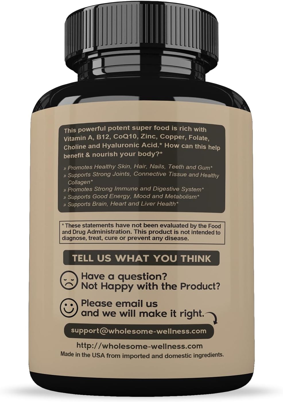 Wholesome Wellness Grass Fed Desiccated Beef Liver Capsules (180 Pills, 750mg Each) - Natural Iron, Vitamin A