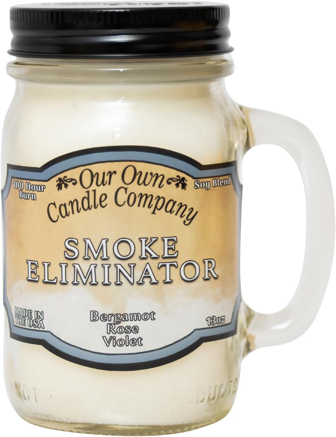 Balsam Pine Scented Mason Jar Candle, Our Own Candle Company, 13 oz | Clean, fresh Balsam-pine-tree scent; soy blend wax; lead-free wick with patented straightener; long lasting