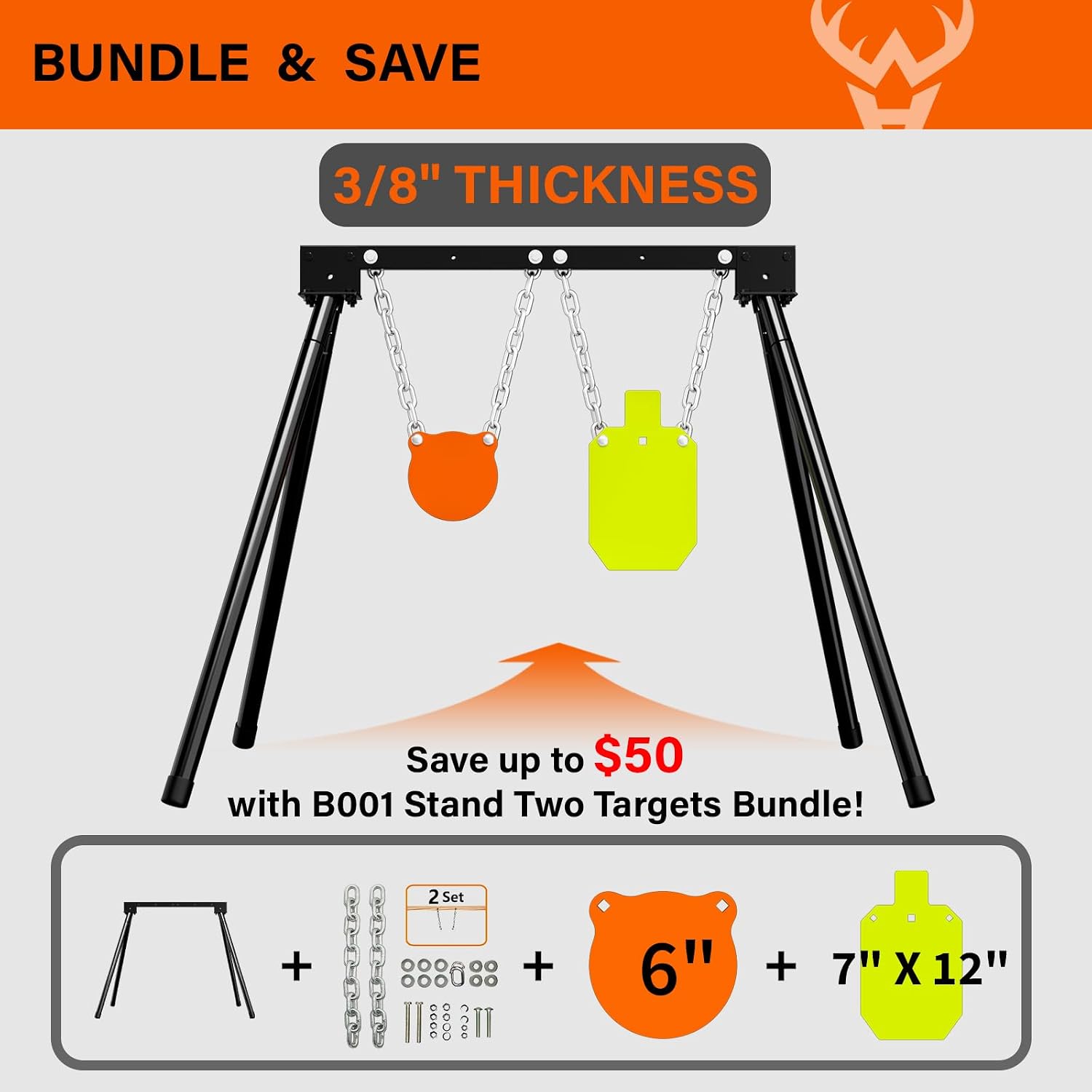 Highwild AR500 Steel Targets System 3/8 Inch Thick Complete Steel Shooting Targets with Stand