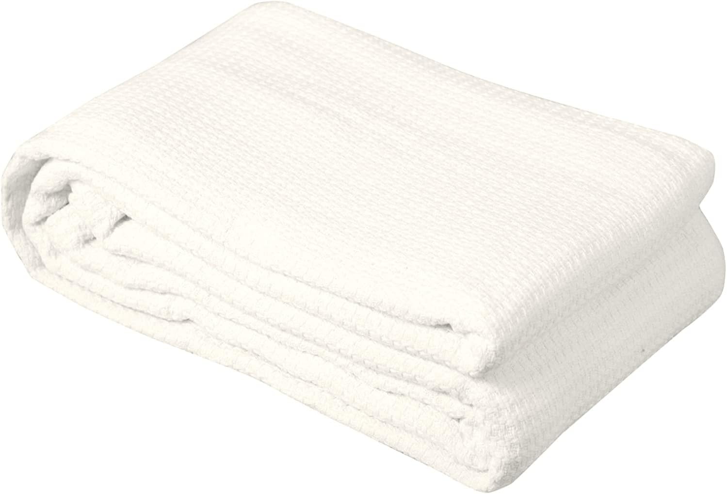 DOLLCENT 100% Cotton Queen Size Blanket for Bed, Premium Soft Combed Lightweight Blankets, Washed Breathable Cozy Bed Throw Blanket, Ivory Queen Cotton Blankets for All Season: Ivory (90"x90")