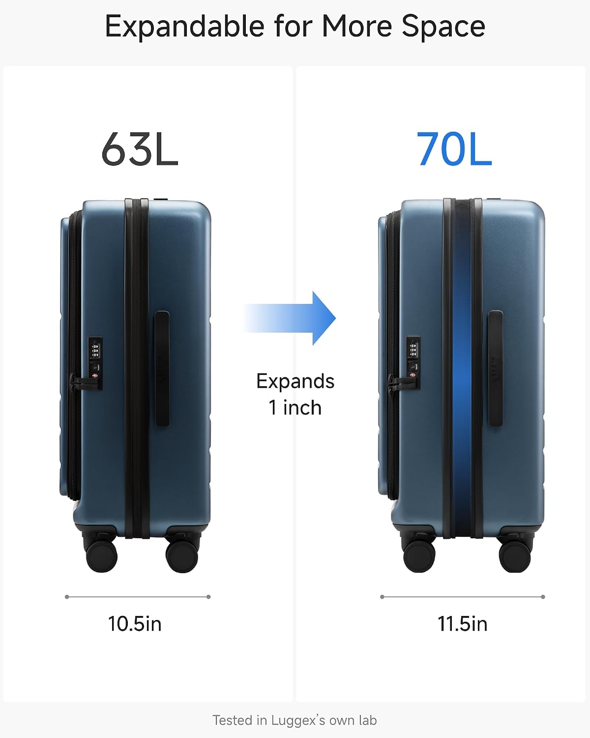 LUGGEX Checked Top Opening Expandable Suitcase, Black, 28" | Checked Luggage, Top Opening Design, 100% PC Hard Shell, Expandable Storage, TSA Approved Lock, 105L-115L Capacity, FX-Core
