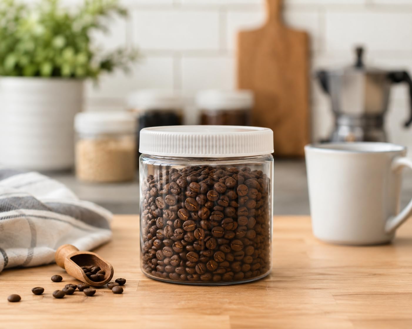 1 Pack - 128 oz (1 Gallon) Plastic Storage Jars with 110-400 Leak Proof Black Lids, Food Grade, BPA Free, Hand Wash Only (128oz, BLK, 1PK)