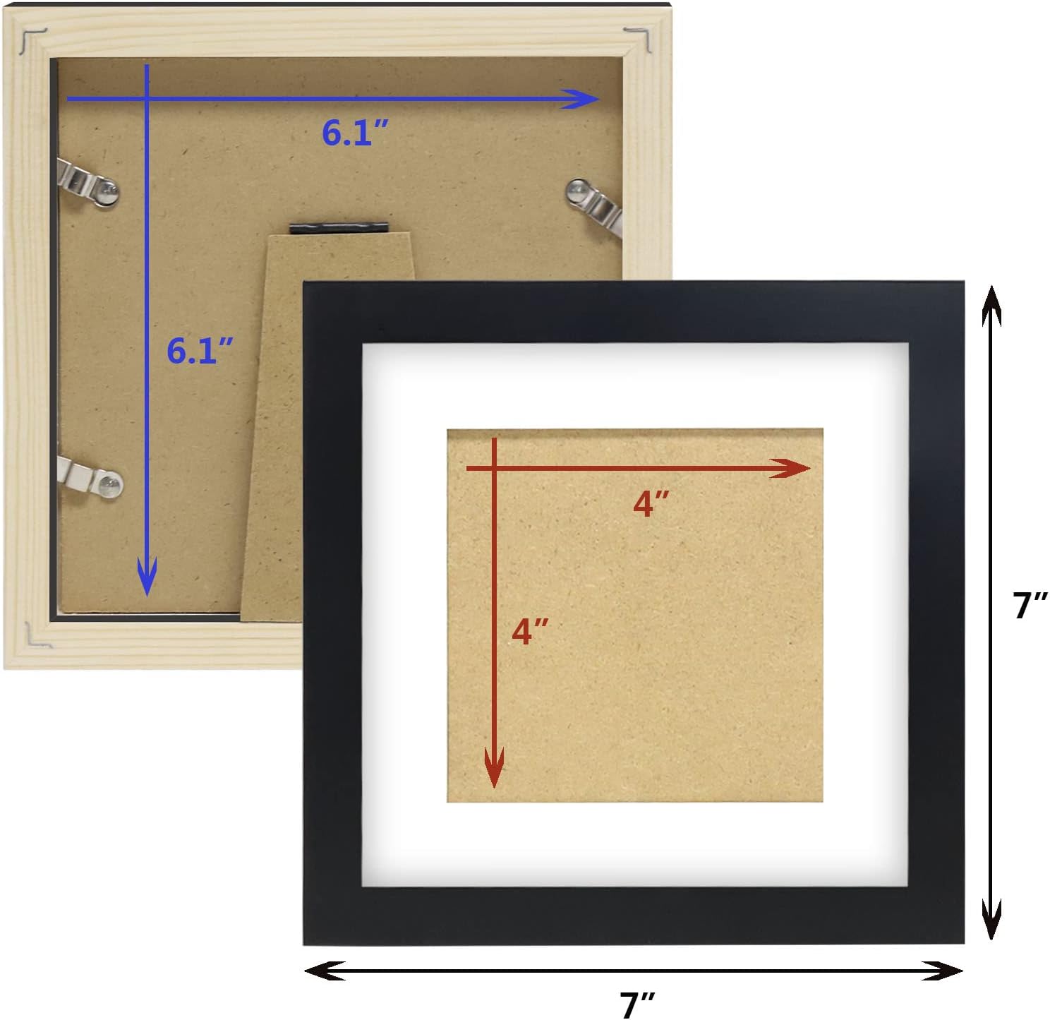 WUTL 8x8 Black Picture Frames Square