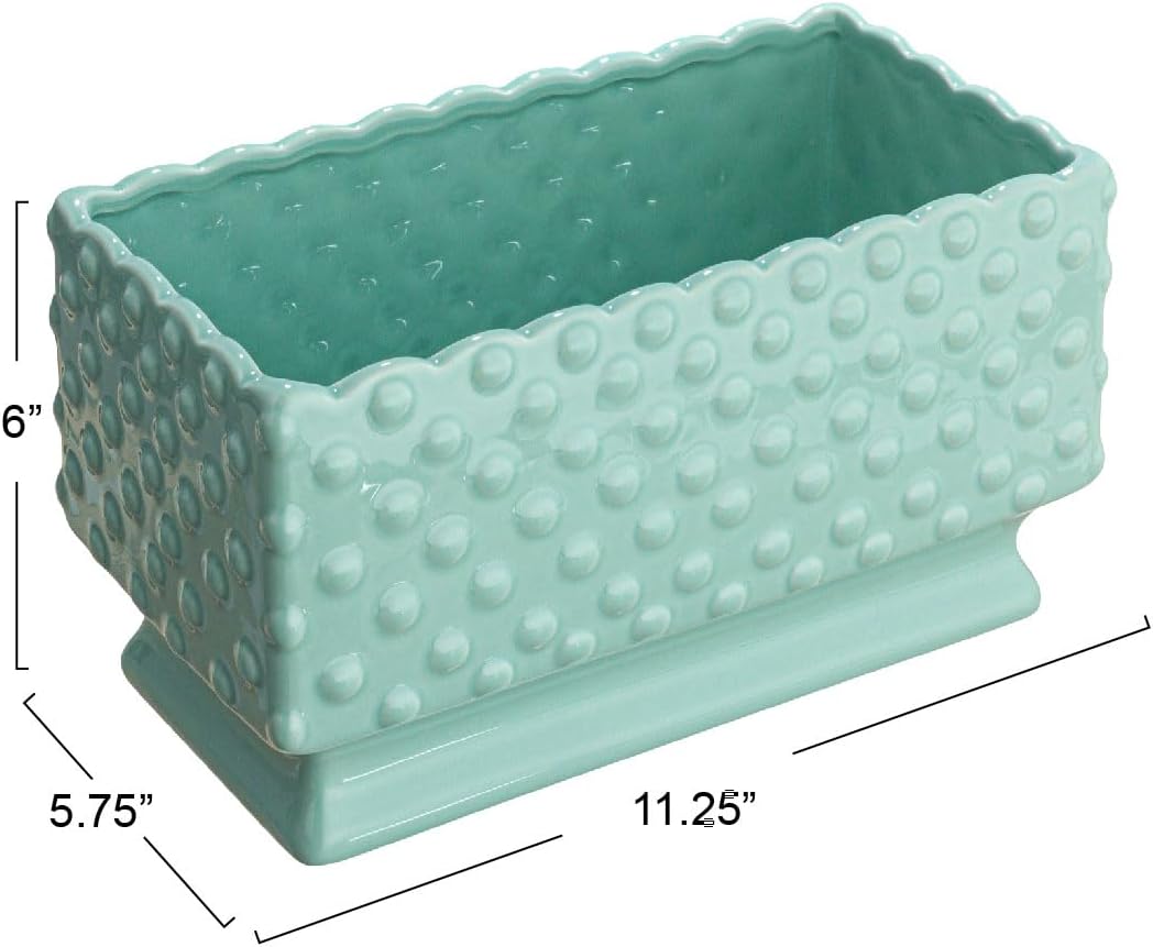 Creative Co-Op White Hobnail Rectangle Ceramic Planter