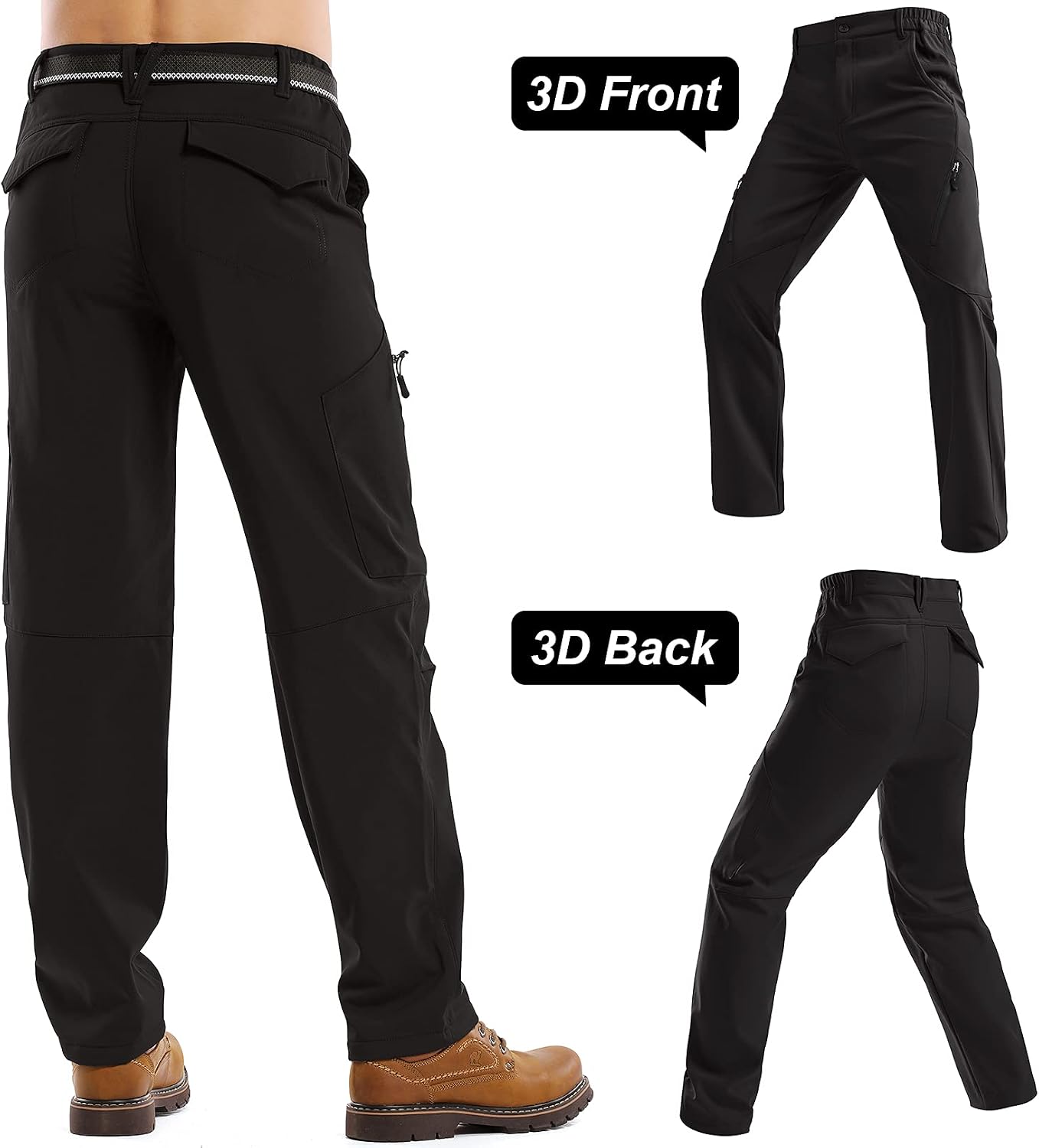 Men's Waterproof Pants Fleece Lined Insulated Winter Hiking Ski Snow Pants