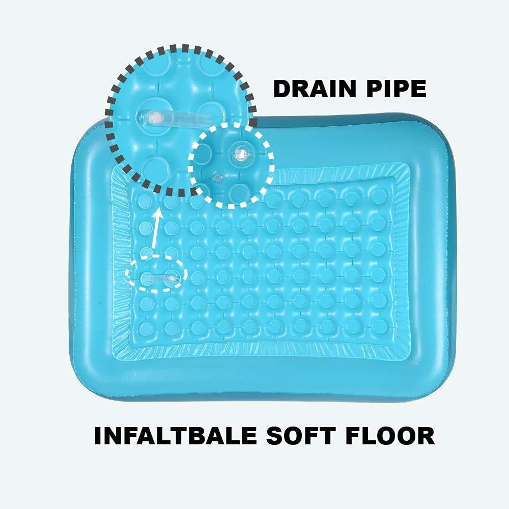 Inflatable Swimming Pool for Kids, 59" X 45" X 20" Kiddie Pools with Inflatable Soft Floor, Durable Blow Up Pools for Backyard
