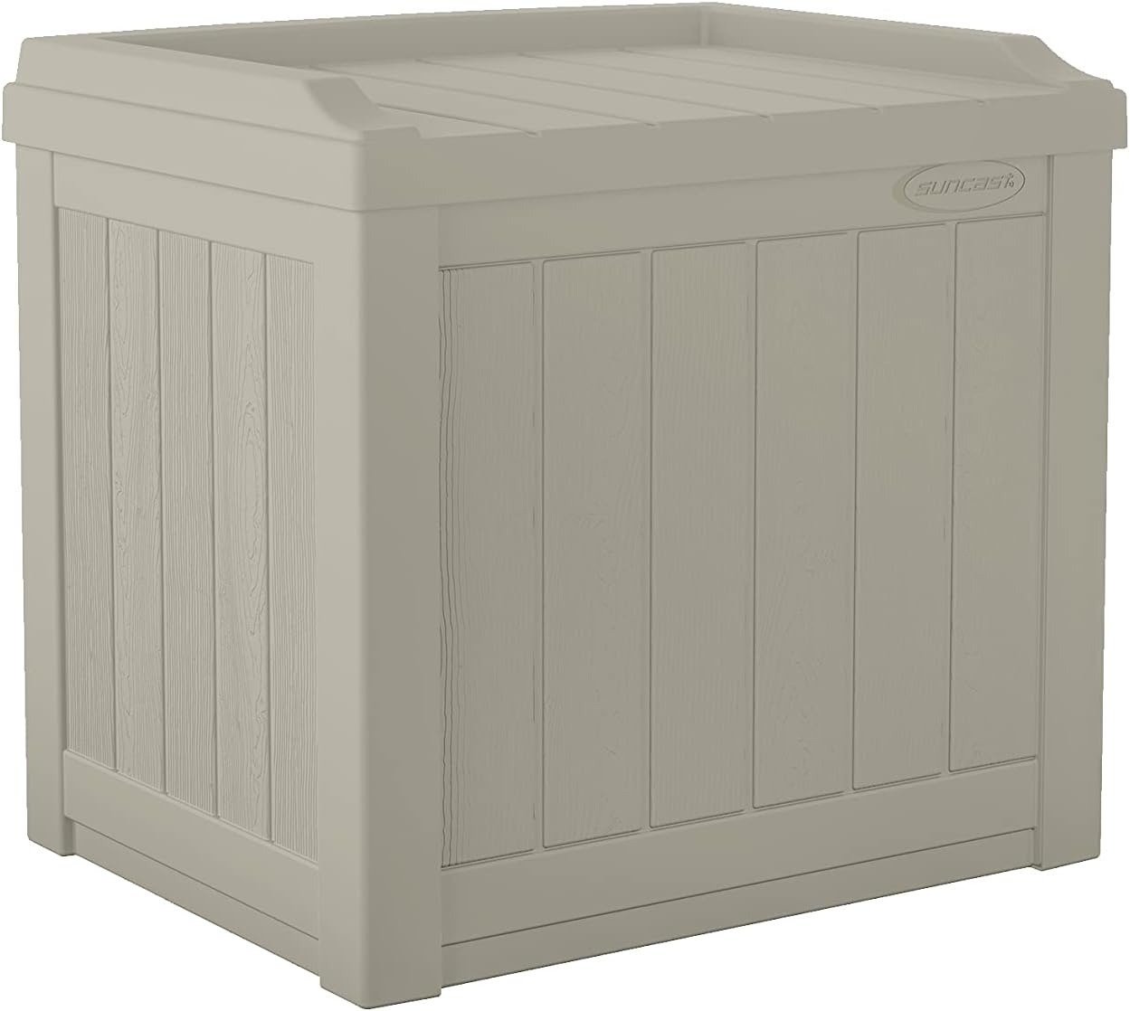Suncast Outdoor Storage Box - 22 Gallon Light Taupe Resin Outdoor Deck Box with Seat, Weatherproof Patio Storage Bin Container for Keeping Cushions