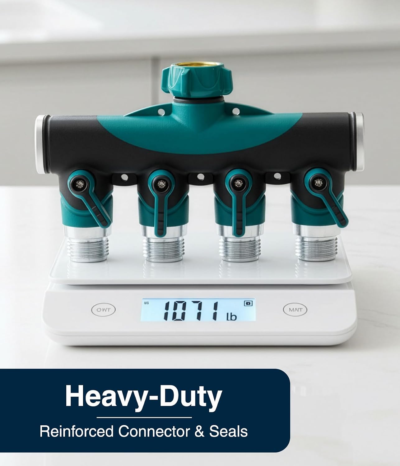 DBR Tech® 4 Way Hose Splitter (Superior Durability), Premium Garden Hoses Connector, 4 Way Heavy Duty Water Valve for Spigot Faucet Bib