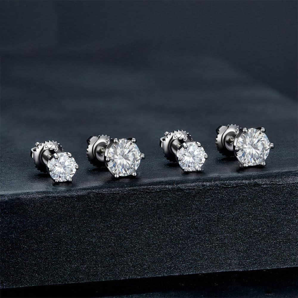 S925 Sterling Silver 0.5ct VVS1 D-color Diamond Screw Back Stud Earrings for Women, Elegant for Engagements or Birthday Celebrations