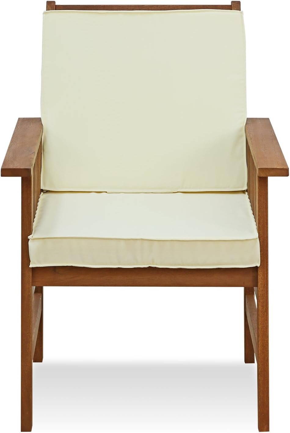Furinno TIOMAN Patio Chair, Mediterranean Outdoor Lawn Chair, Armchair with Cushion, for Patio, Garden, Porch, Natural
