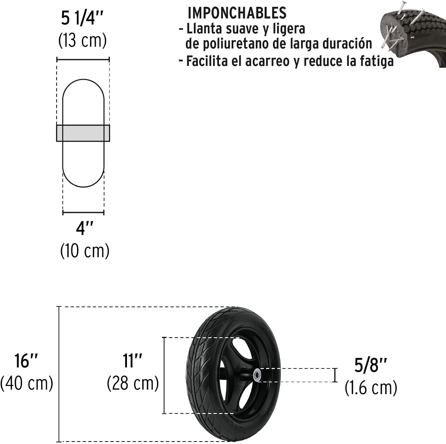 TRUPER RN-X 16" x 4" Flat Free Tire
