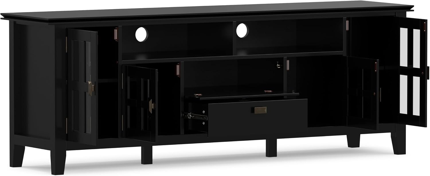 SIMPLIHOME Artisan 53" Wide Solid Wood TV Stand in Russet Brown