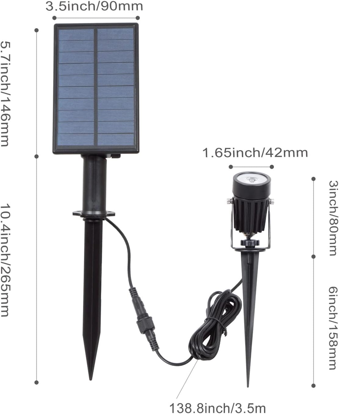 T-SUN Solar Spot Lights Outdoor, Dual Head Solar Spotlights, Cool White | IP65 Waterproof, 2 Brightness Modes, Dusk to Dawn Solar Uplights for Garden, Yard, Pathway, Patio, Lawn