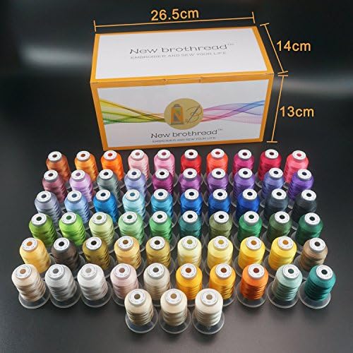 New brothread 63 Colors Polyester Embroidery Machine Thread Kit | Colors Compatible with Brother, 40WT, 500M/550Y spool