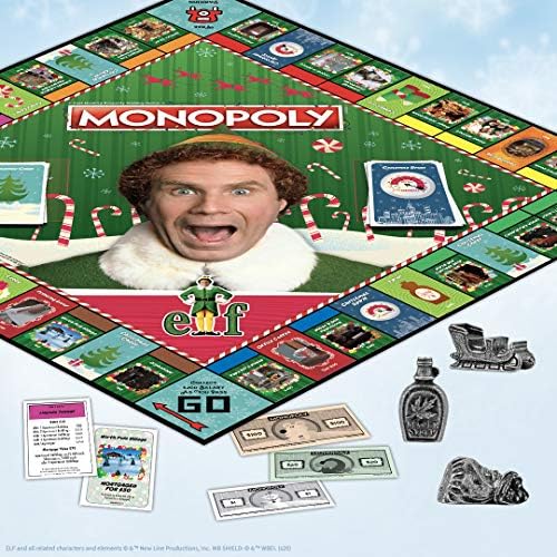 Monopoly Elf | Based on Christmas Comedy Film Elf | Collectible Monopoly Game Featuring Familiar Locations and Iconic Moments | Officially Licensed