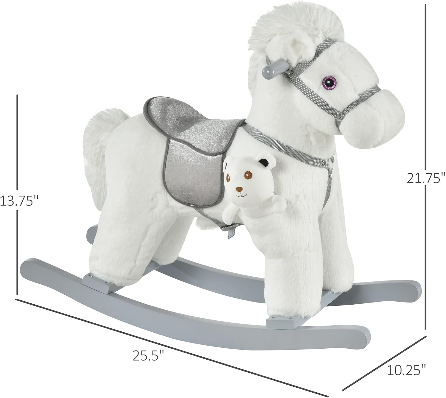 Qaba Kids Rocking Horse with Bear Toy Fun Realistic Sounds Toddler Blue