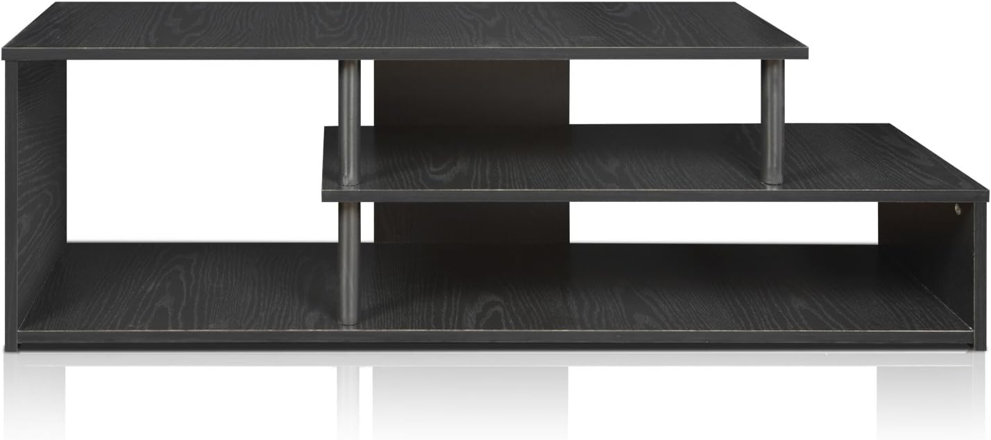 Furinno Econ Low Rise TV Stand, Espresso/Black | Open Shelf, TV Console for TV up to 46 Inch, for Living Room, Bedroom