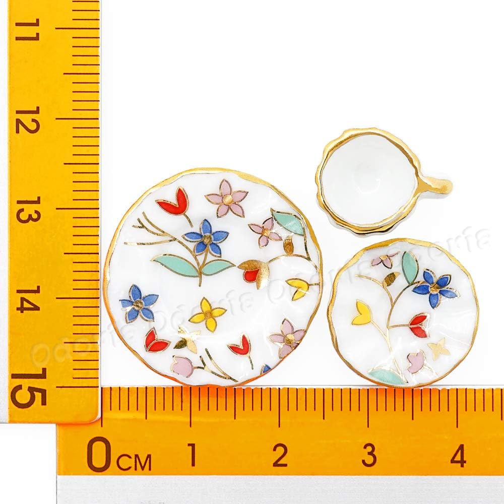 Odoria 1/12 Miniature Porcelain Tea Set 15Pcs Dollhouse Decoration Accessories, Grapes