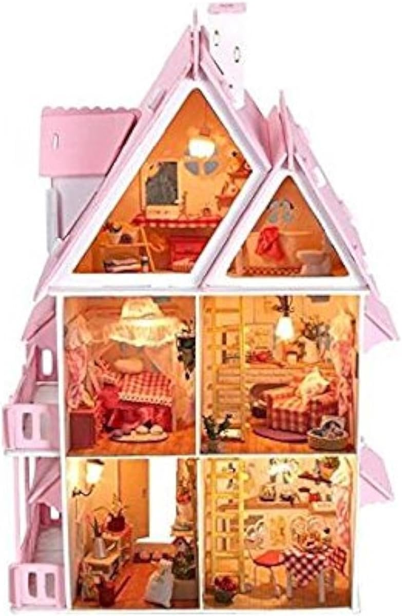 NWFashion Wooden Dream Dollhouse DIY Kits 3D Puzzle for Christmas Party Halloween House (Dream House)