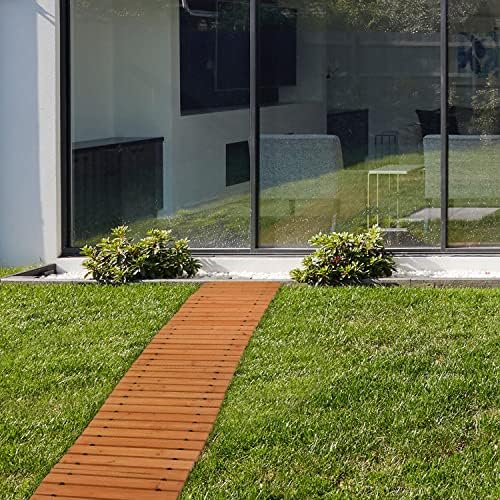 Worth Garden 9 ft. Wooden Garden Pathway - 17 in. W Roll Out Straight Walkway for Outdoor Patios, Gardens, Yard, Beach Boardwalks