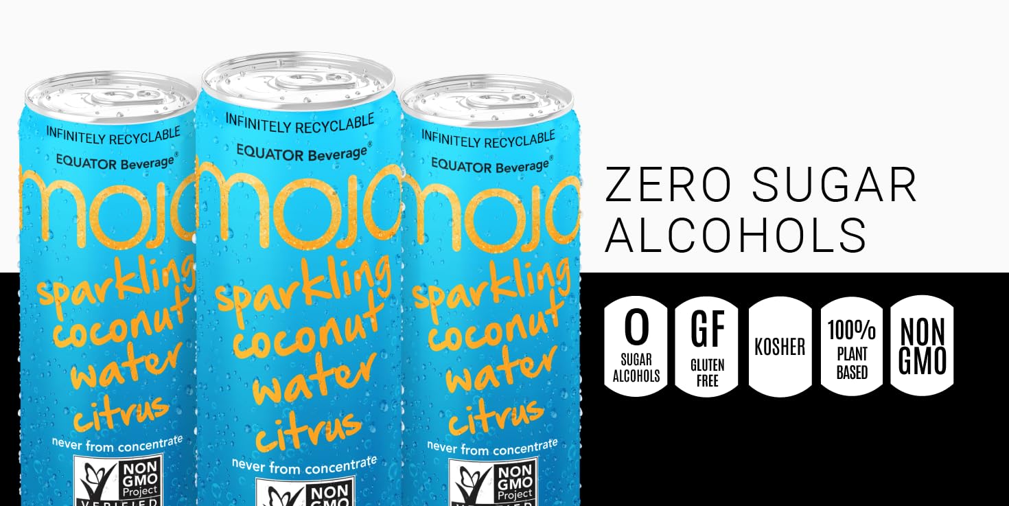 MOJO Sparkling Coconut Water Citrus Hydration Electrolytes 10.8 Oz 12 Pack