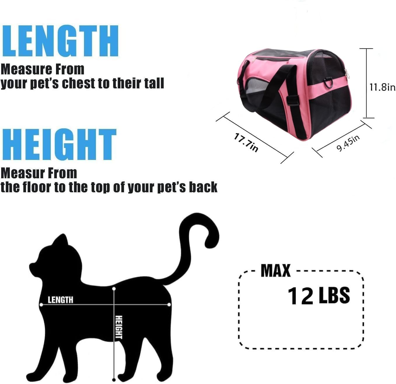 ZaneSun Cat Carrier,Soft-Sided Pet Travel Carrier for Cats,Dogs Puppy Comfort Portable Foldable Pet Bag Airline Approved (Small Blue)