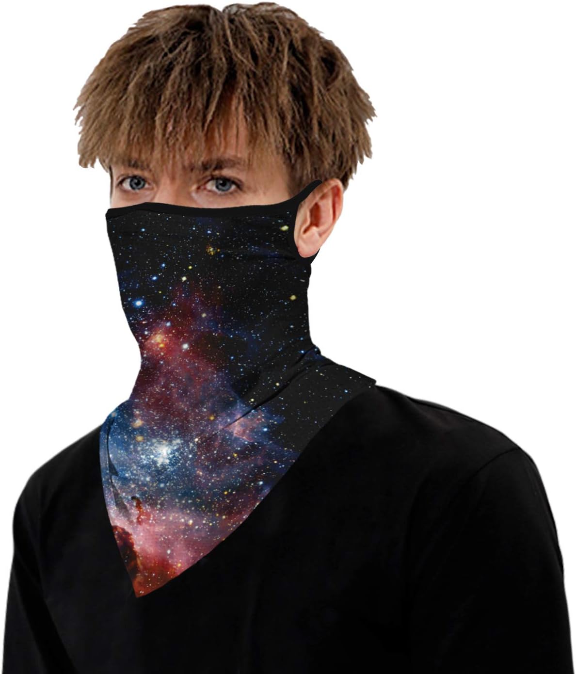 YAYOUREL Neck Gaiter Face Mask Bandanas for Men Women UV Face Scarf Cover Ear Loop Hole Facemask for Fishing Running Cycling