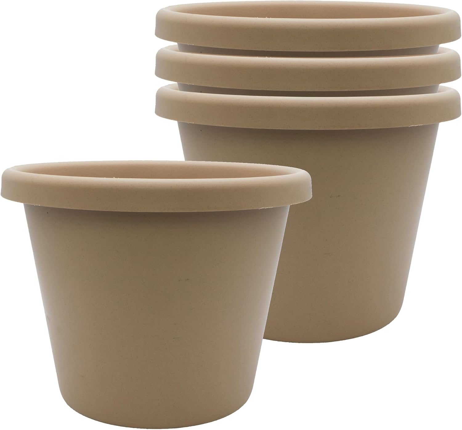 The HC Companies Classic Round Plastic Plant Pot w/Rolled Rim - Lightweight & UV Resistant Flower Pot for Herbs & More - Outdoor & Indoor Plant Pots w/Drainage (15.5 inch Warm Gray, Pack of 1)