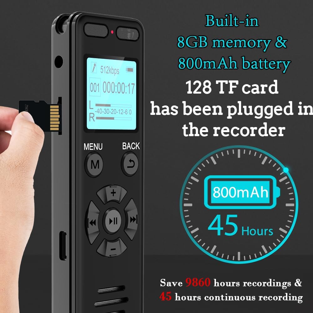 136GB Digital Voice Recorder Voice Activated Recorder for Lectures Meetings - aiworth 9860 Hours Sound Audio Recorder Dictaphone Recording Device