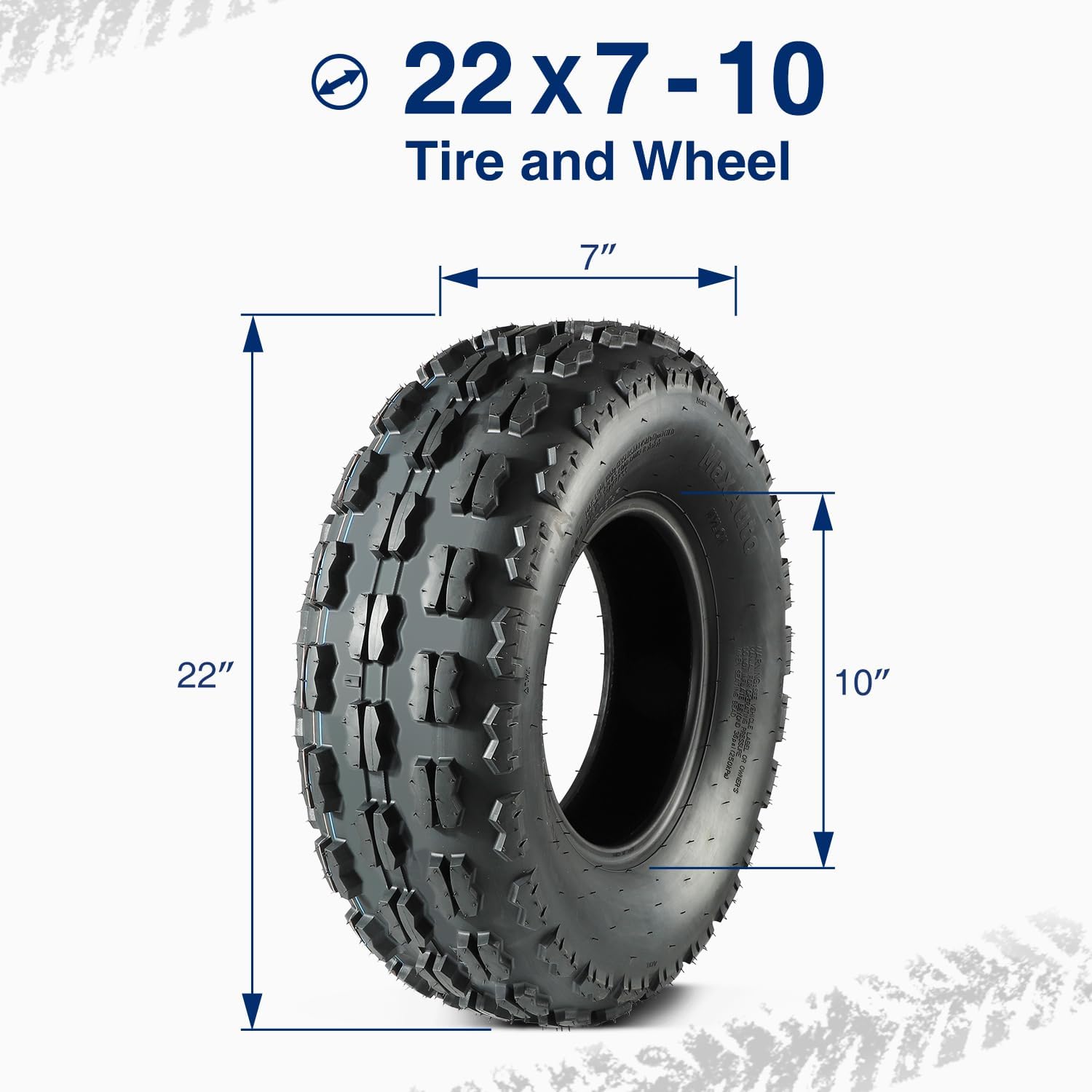 MaxAuto 22x7-10 22-7-10 Front ATV Tires Quad Sport ATV UTV Tires 22x7x10 4-Ply Mud Sand Snow and Rock Tire Tubeless Knobby Sport-tires, Set of 2