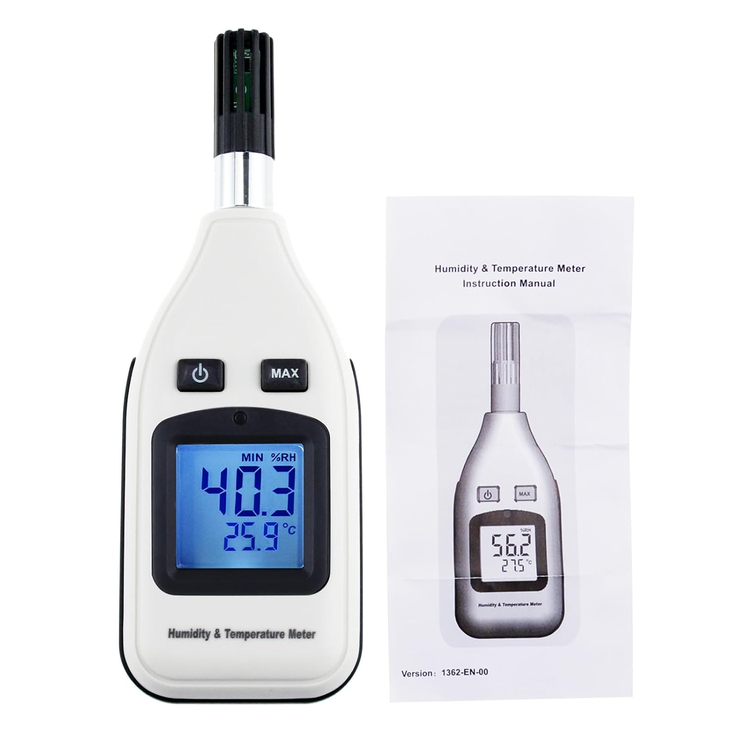 Digital Humidity 0~100% RH and Temperature Meter, 30~70°C, MAX/MIN Hold, Handheld Portable with LCD Backlight