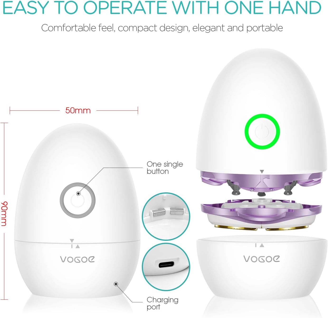 VOGOE Electric Shaver for Women, 3D Floating Blade Rotary Razor, ES300