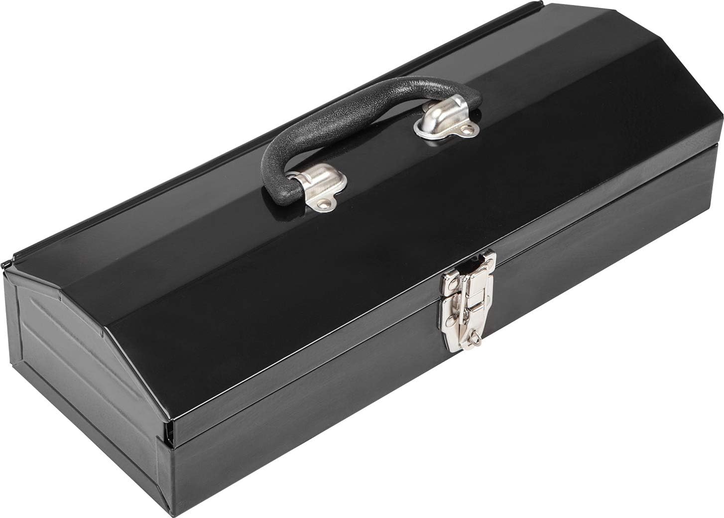 Torin ATB102B 16" Hip Roof Style Portable Steel Tool Box with Metal Latch Closure, Black