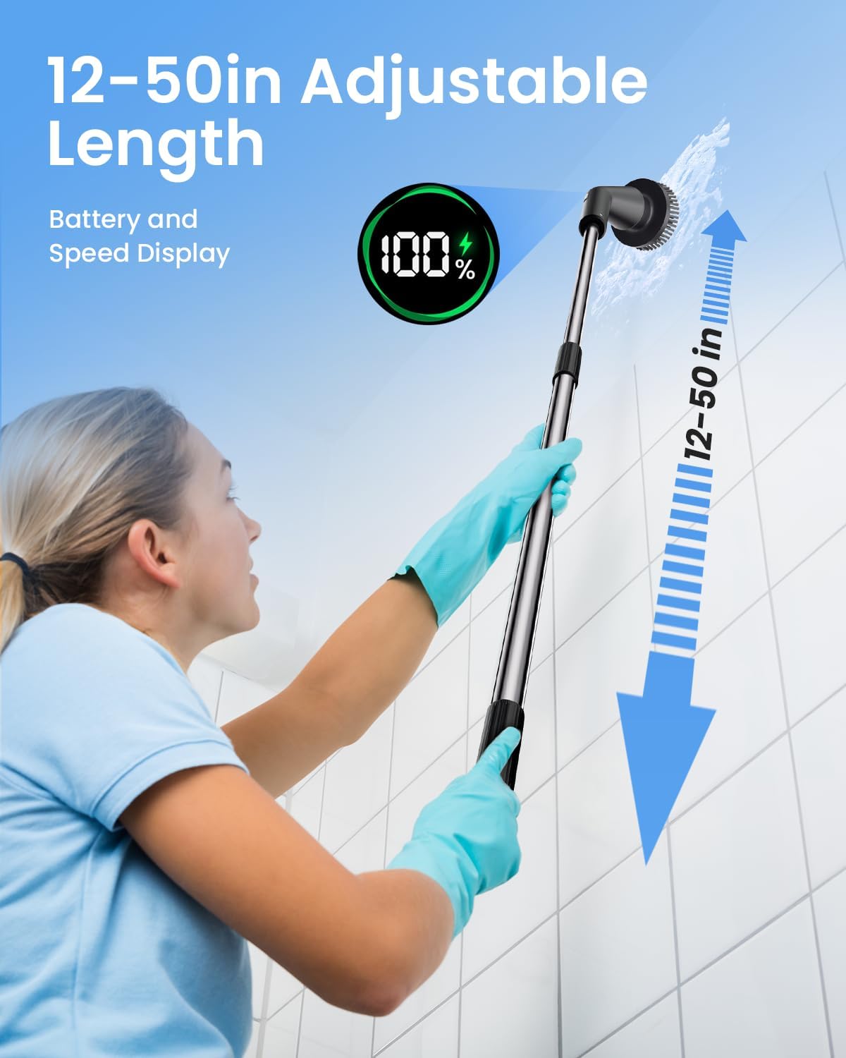 Leebein Electric Spin Scrubber, Cordless Cleaning Brush for Bathroom Shower Tub, IPX7 Waterproof Power Scrubber with 7 Brush Heads