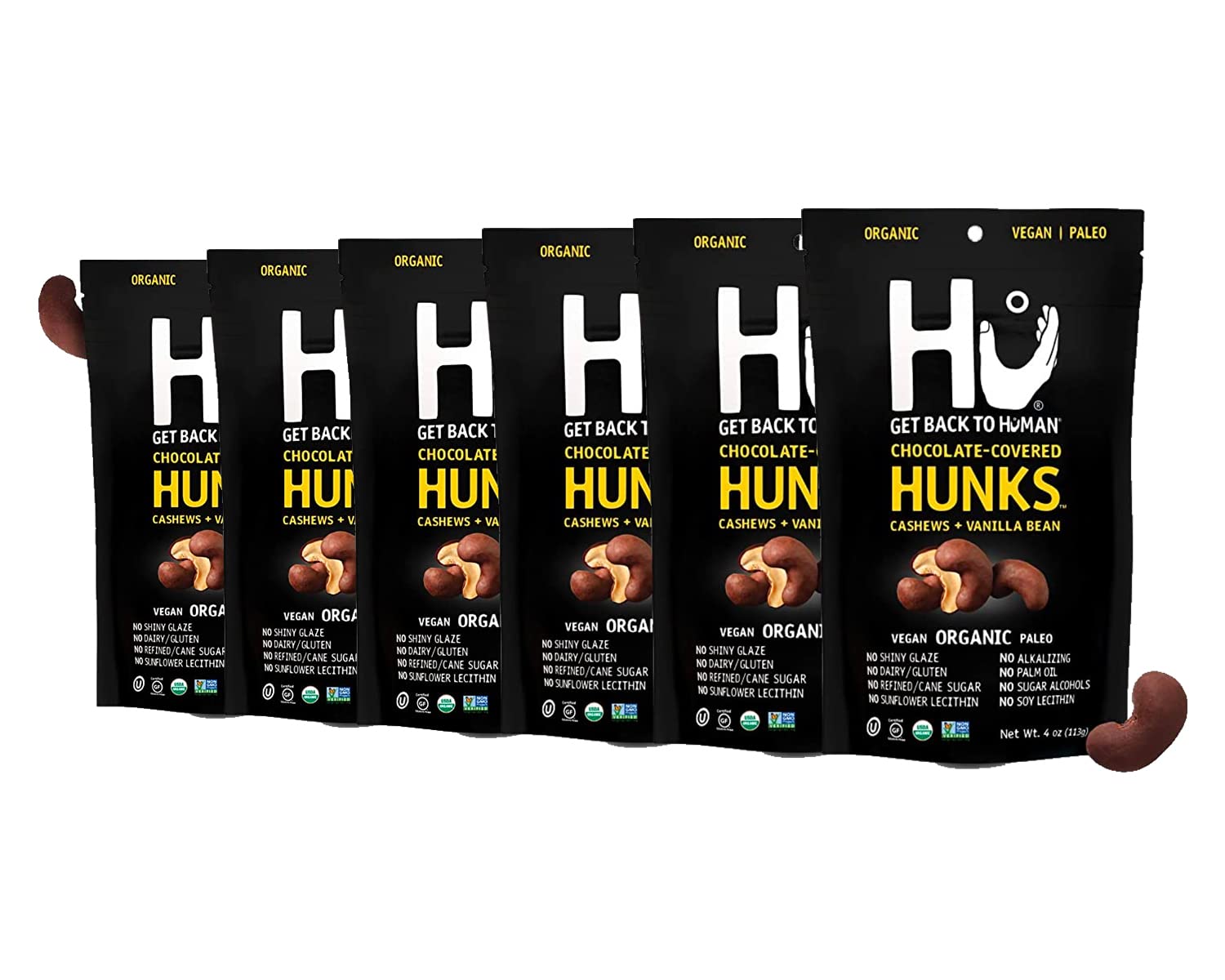 Hu Chocolate Hunks, Chocolate Covered Almonds with Sea Salt, 6 Pack