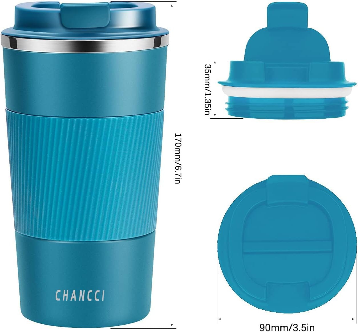16oz Travel Coffee Mug Spill Proof, Insulated Coffee Mug with Lid, Leakproof Coffee Tumbler, Stainless Steel Vacuum Coffee Cup for Hot/Cold Drinks