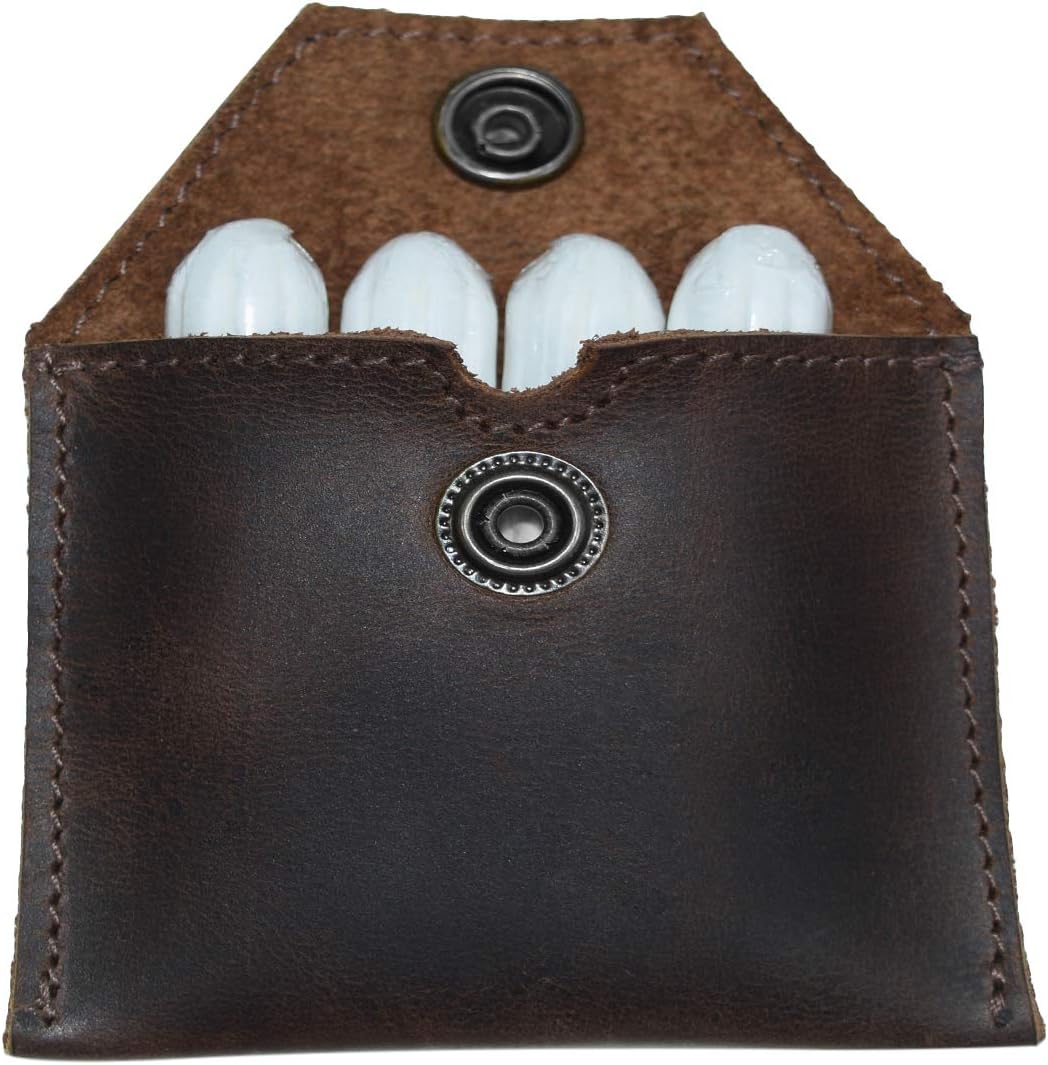 Hide & Drink, Rustic Leather Tampon Case, Condom Holder Pouch, Secret Stash Handmade :: Bourbon Brown