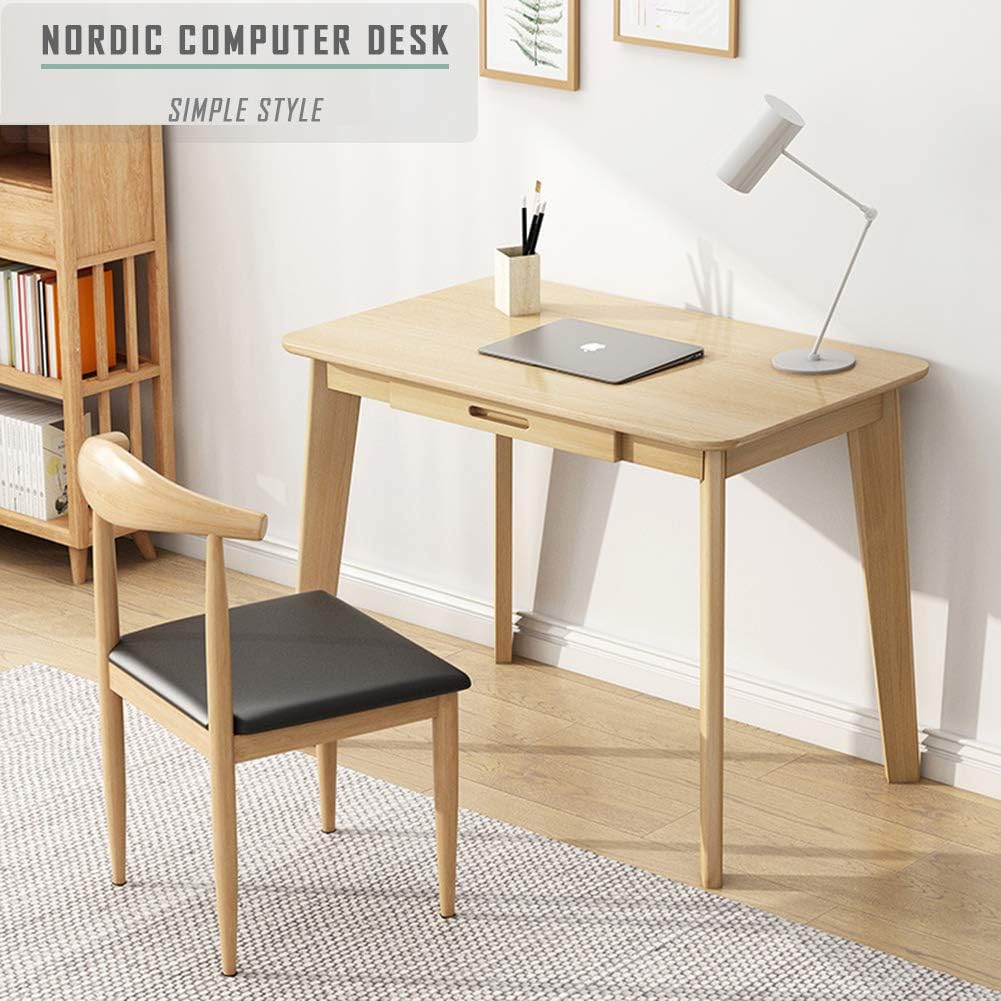 IOTXY Solid Wood Writing Desk - Home Office Laptop Computer Table, Walnut