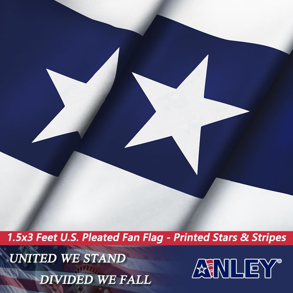 Anley US National Pleated Fan Flag, 3x6 Feet American Bunting Flags Patriotic Stars & Stripes - Sharp Color and Fade Resistant - Canvas Header and Brass Grommets - United States 3 x 6 Feet Half Fan Banner
