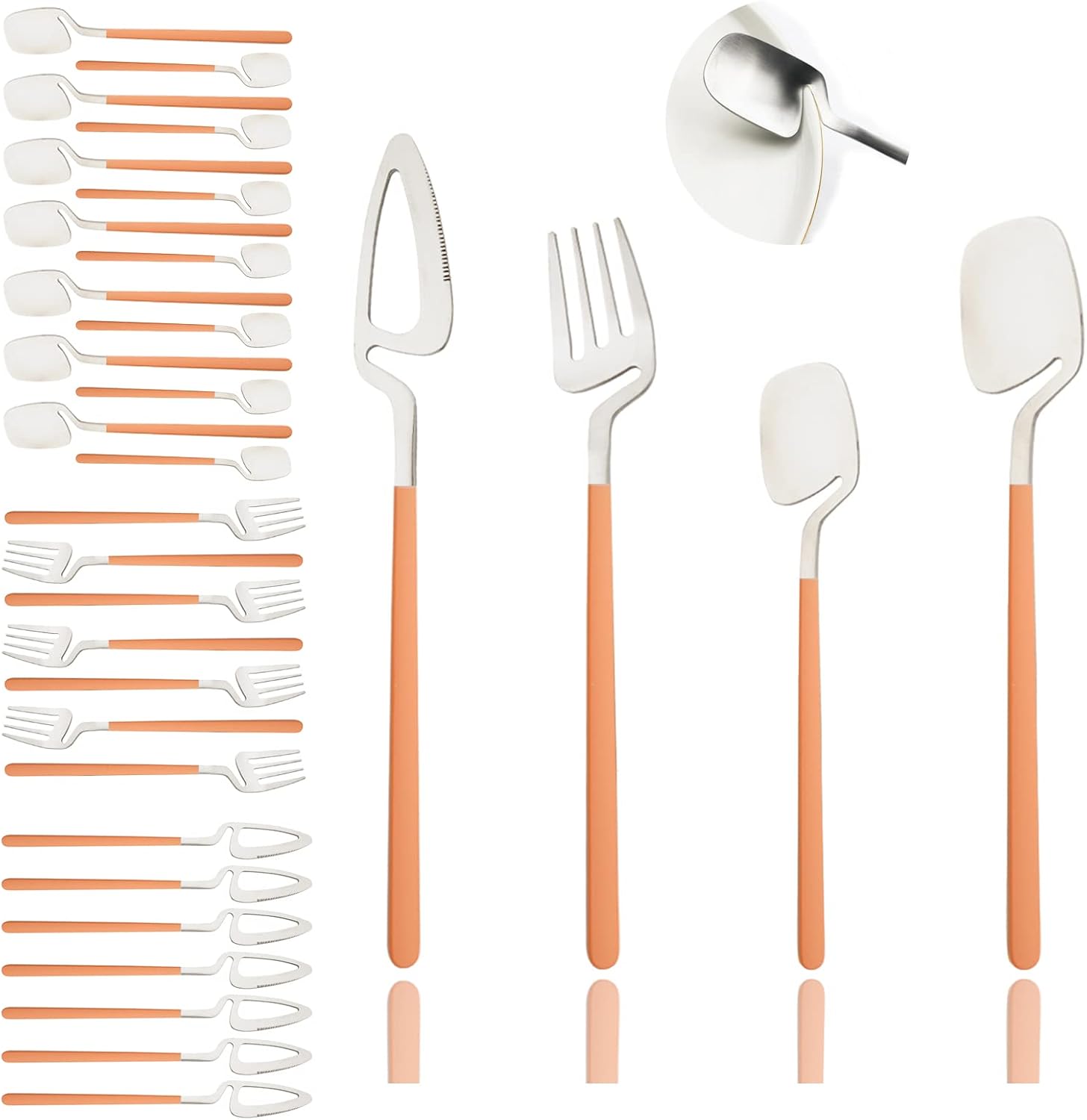 JASHII Silverware Set Satin Finish 24-Piece Stainless Steel Flatware Set Kitchen Utensil Set Service for 6 Tableware Cutlery Set Dishwasher Safe