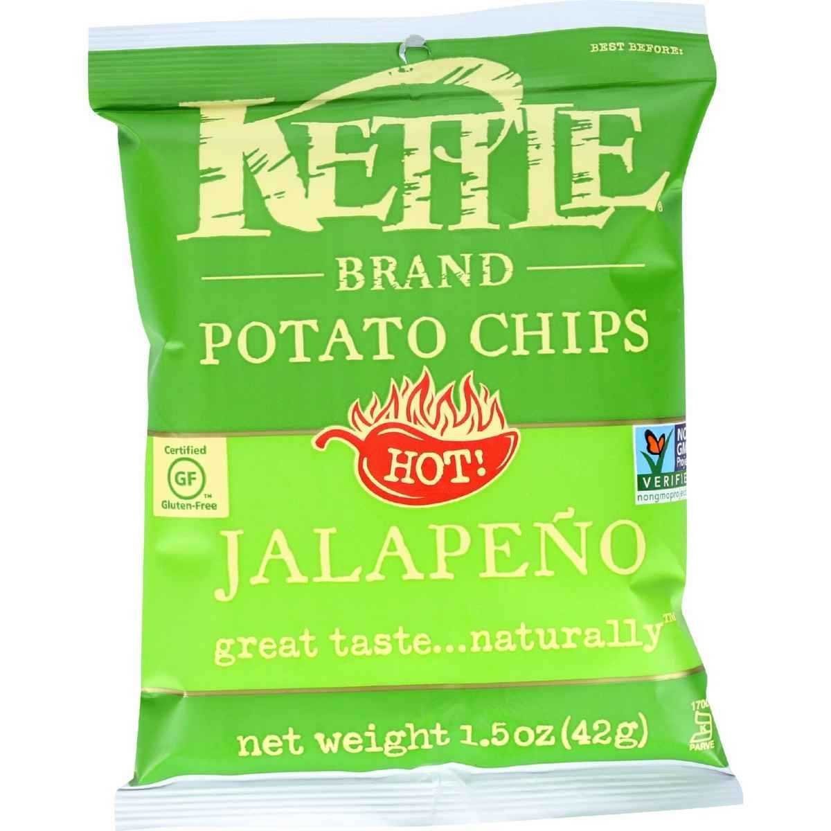 Kettle Brand Jalapeno Potato Chips, 1.5 Ounce - 24 per case.