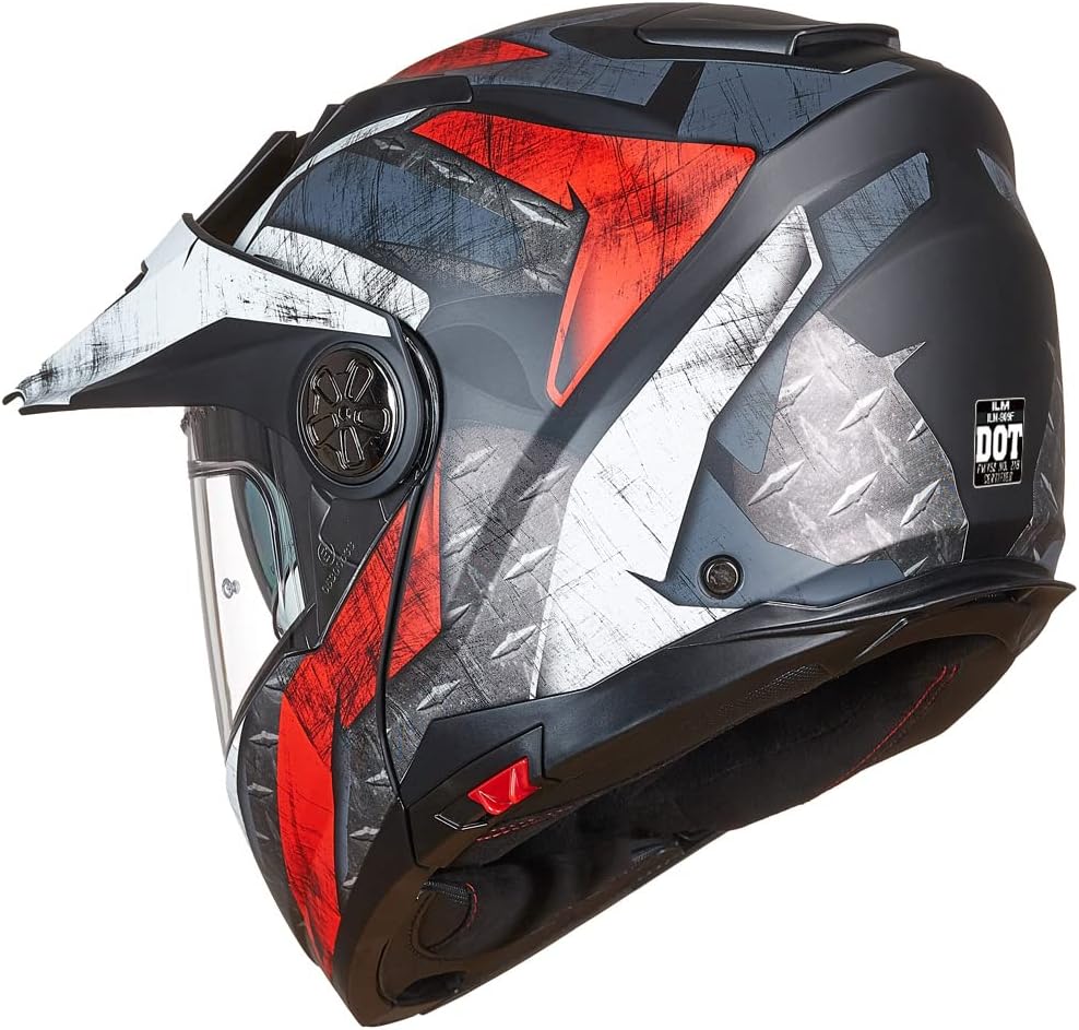 ILM Motorcycle Full Face Modular ATV Helmet Three in One Snowmobile Casco with Pinlock Anti Fog Visor for Men Women DOT Model 909F