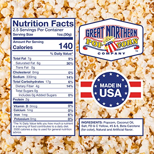 Movie Theater Style 40-Count Popcorn Packs - Pre-Measured 8-Ounce All-in-One Kernel, Salt, Oil Packets for Popping Machines by Great Northern Popcorn | All-in-One Pre-Measured Kernels, Butter Flavored Salt, and Coconut Oil Packets for 8oz Kettle - Movie…