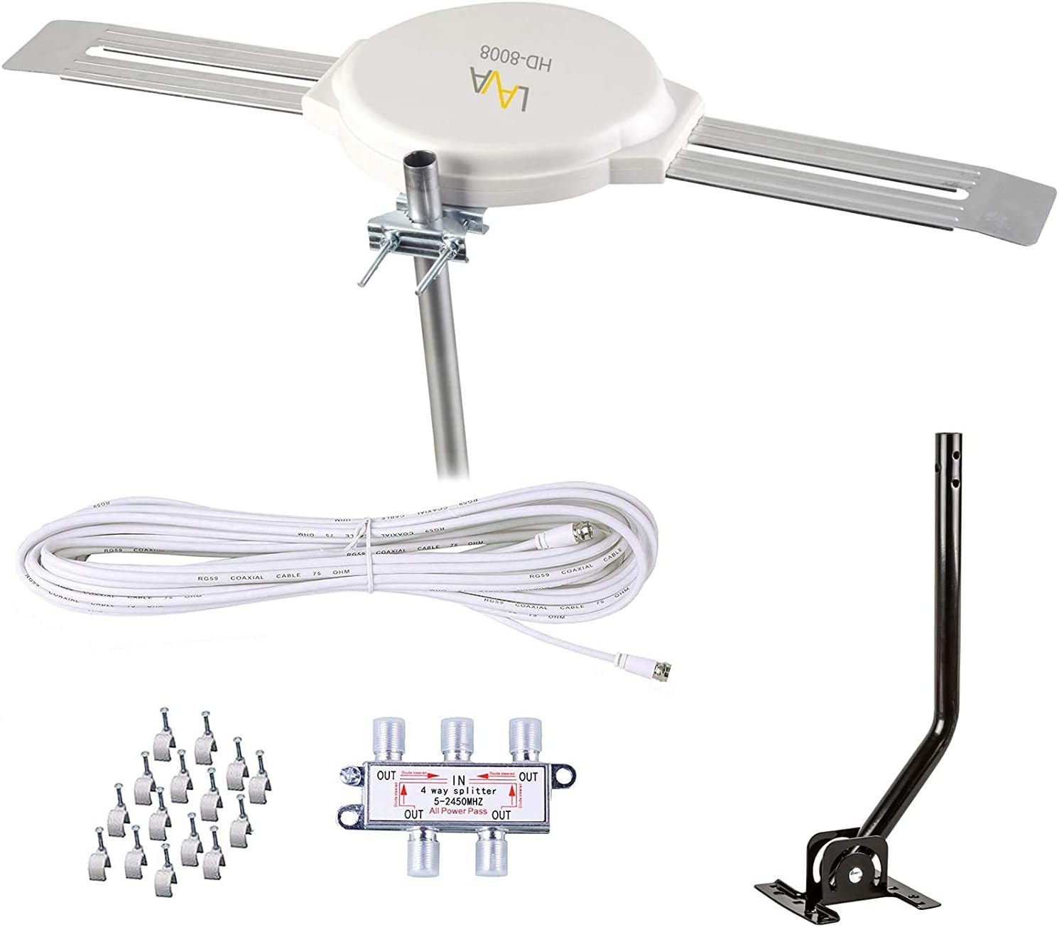 Lava Omnipro HD-8008 Omni-Directional HDTV Antenna 360 Degree - Attic or Roof Mount TV Antenna for Clear Reception, 4K 1080P (HD-8008_FBA)
