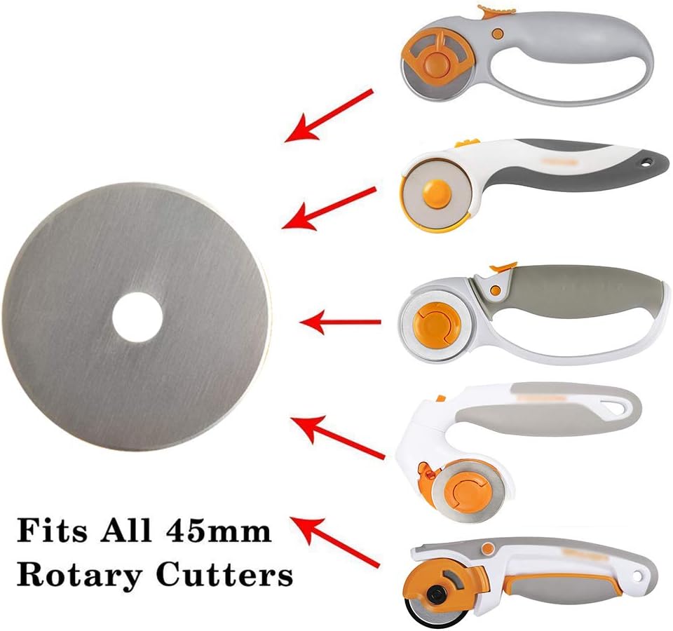18mm Rotary Cutter Blades 10 Pack, Fits OLFA Rotary Circle Cutter Replacement for Quilting Scrapbooking Sewing Arts&Crafts, Sharp and Durable (18MM)