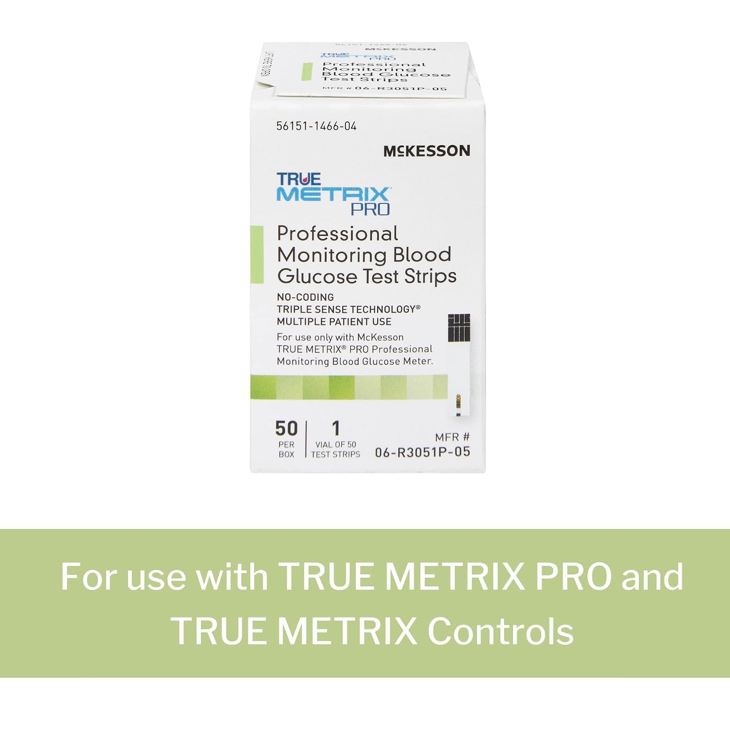 McKesson 06-R3051P-05 True Metrix Pro Professional Monitoring Blood Glucose Test Strip, Box of 50