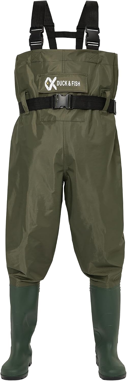 Duck and Fish PVC Chest Wader Boot Foot with Waist Belt