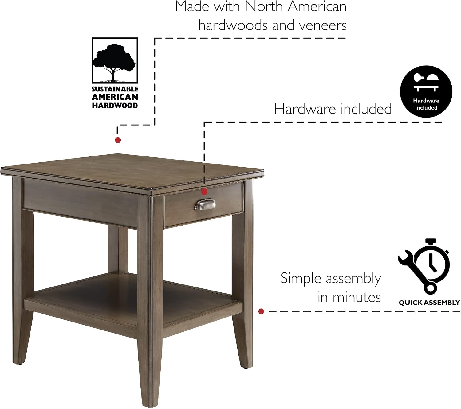 Leick Home Shield Wedge End Table, 21", Glazed Auburn